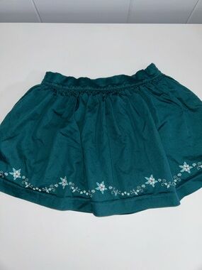 Janie and Jack Embroidery Flower Green Lined Skirt Size 5